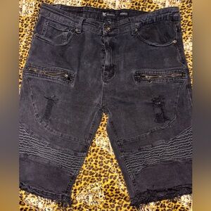 Men's Distressed Black Jean Shorts